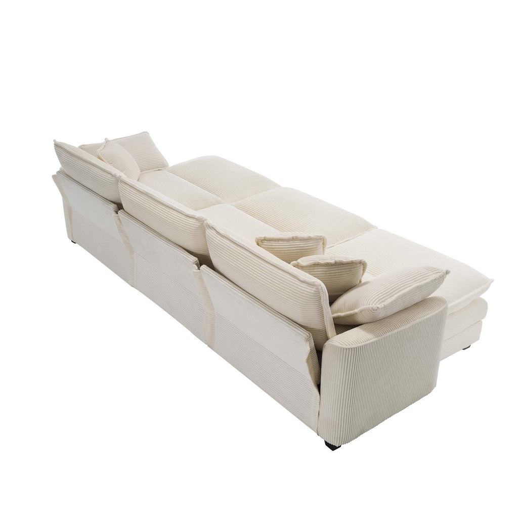 Oversized Modular Cushioned Sofa with 3 Ottomans