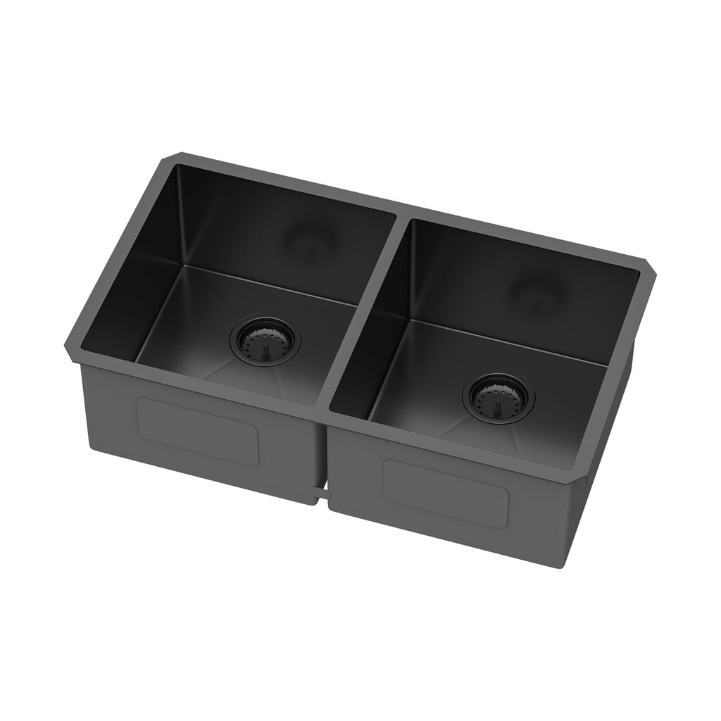 Double Bowl Undermount Sink - 33"x19"x10" Gunmetal