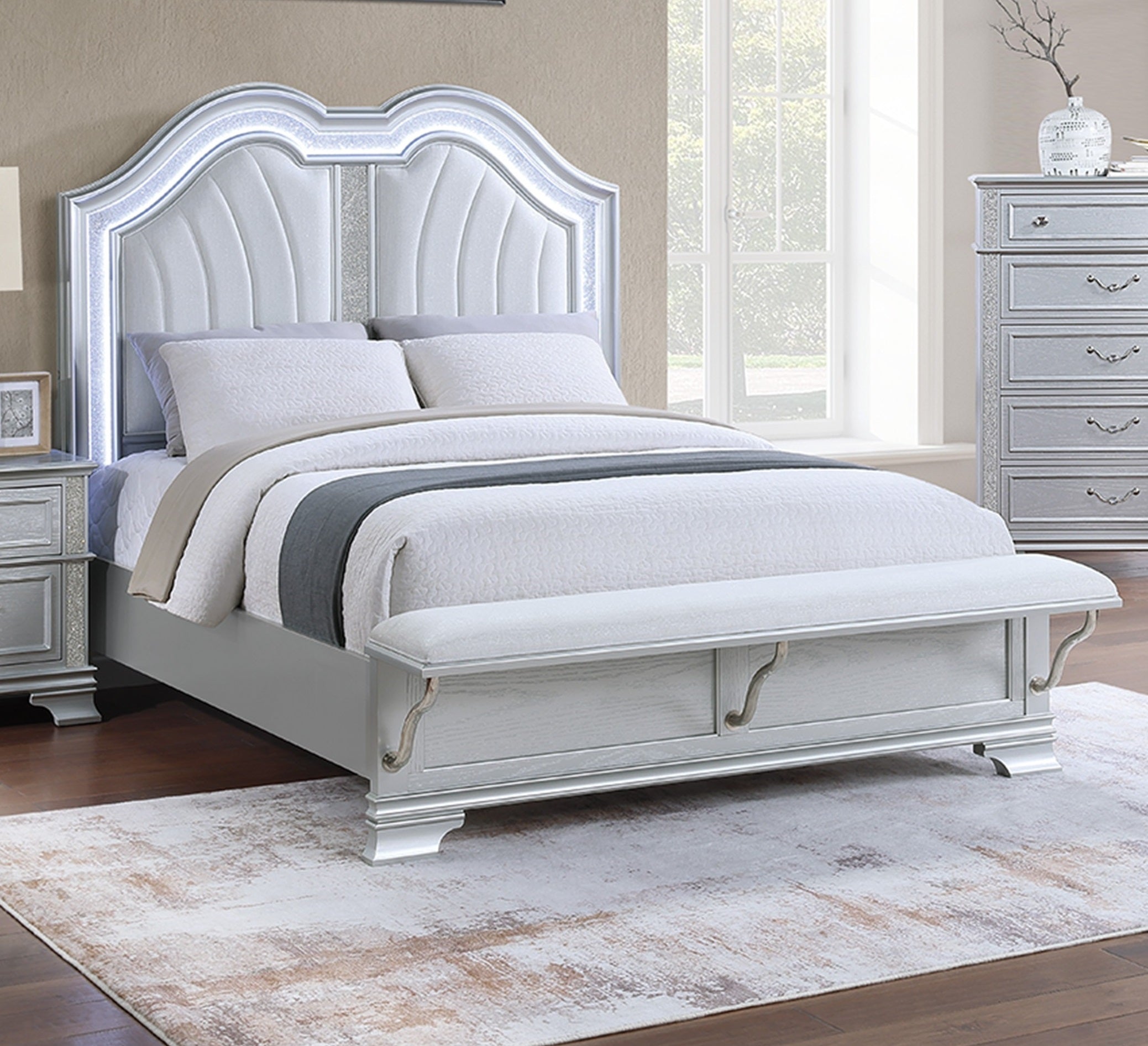 Contemporary Elegant Queen Size Bed 3pc Set
