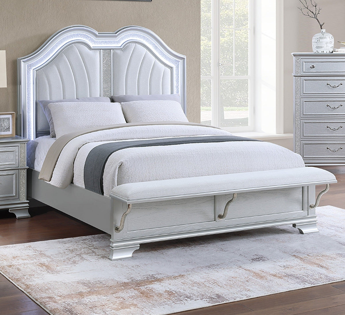 Contemporary Elegant Full Size Bed 3pc Set