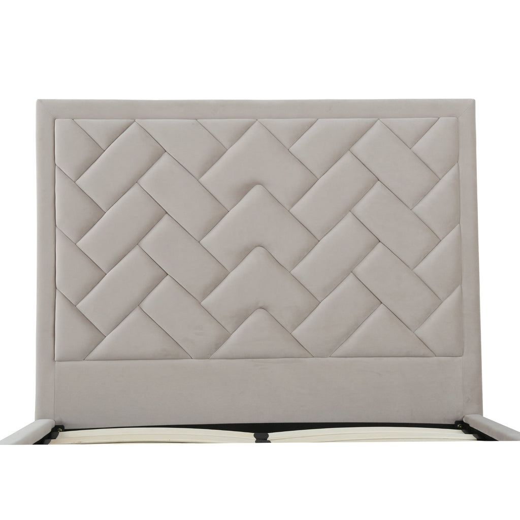Crosby Upholstered Velvet Full Bed in Greige