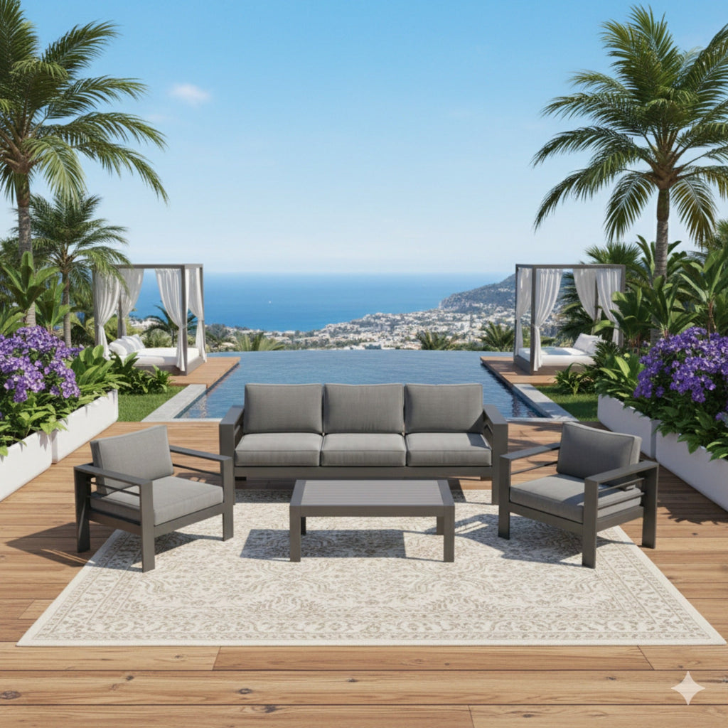 4-Piece Modern Aluminum Patio Conversation Set