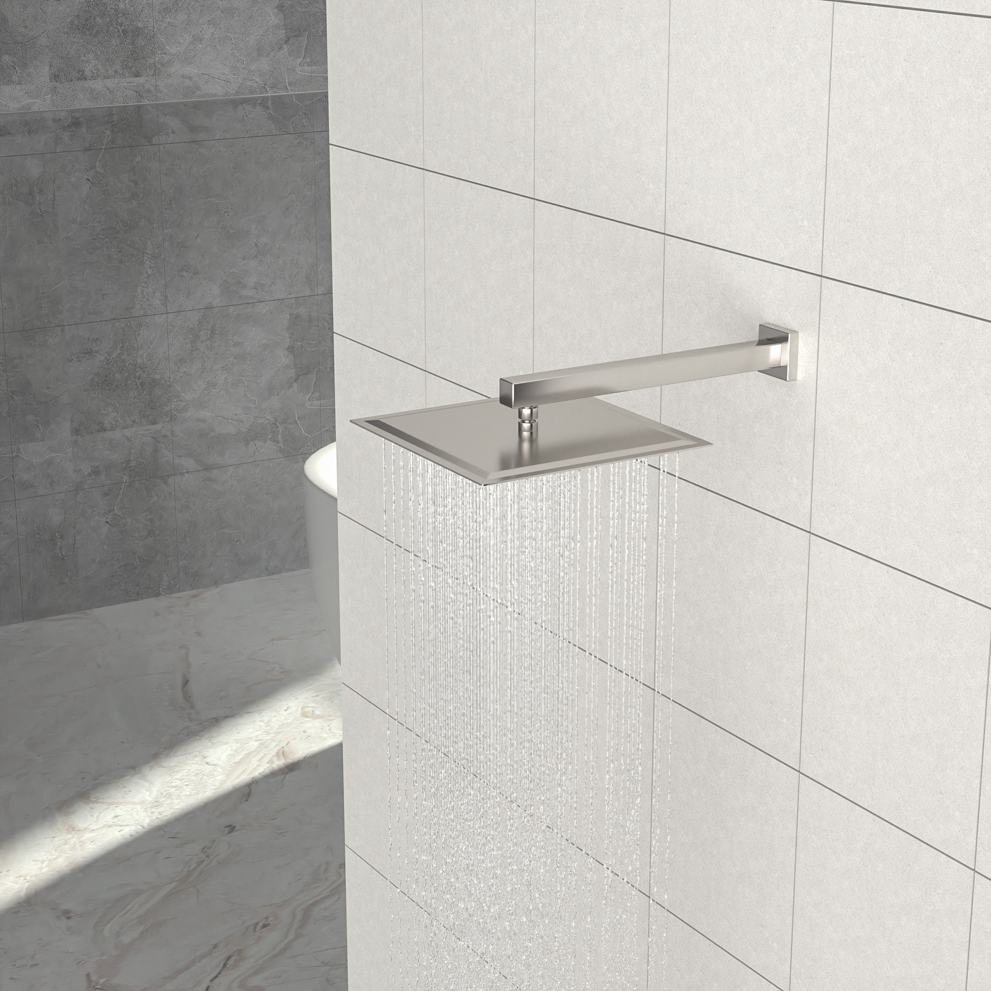 16" Wall Mounted Shower Arm with Flange, Brushed Nickel