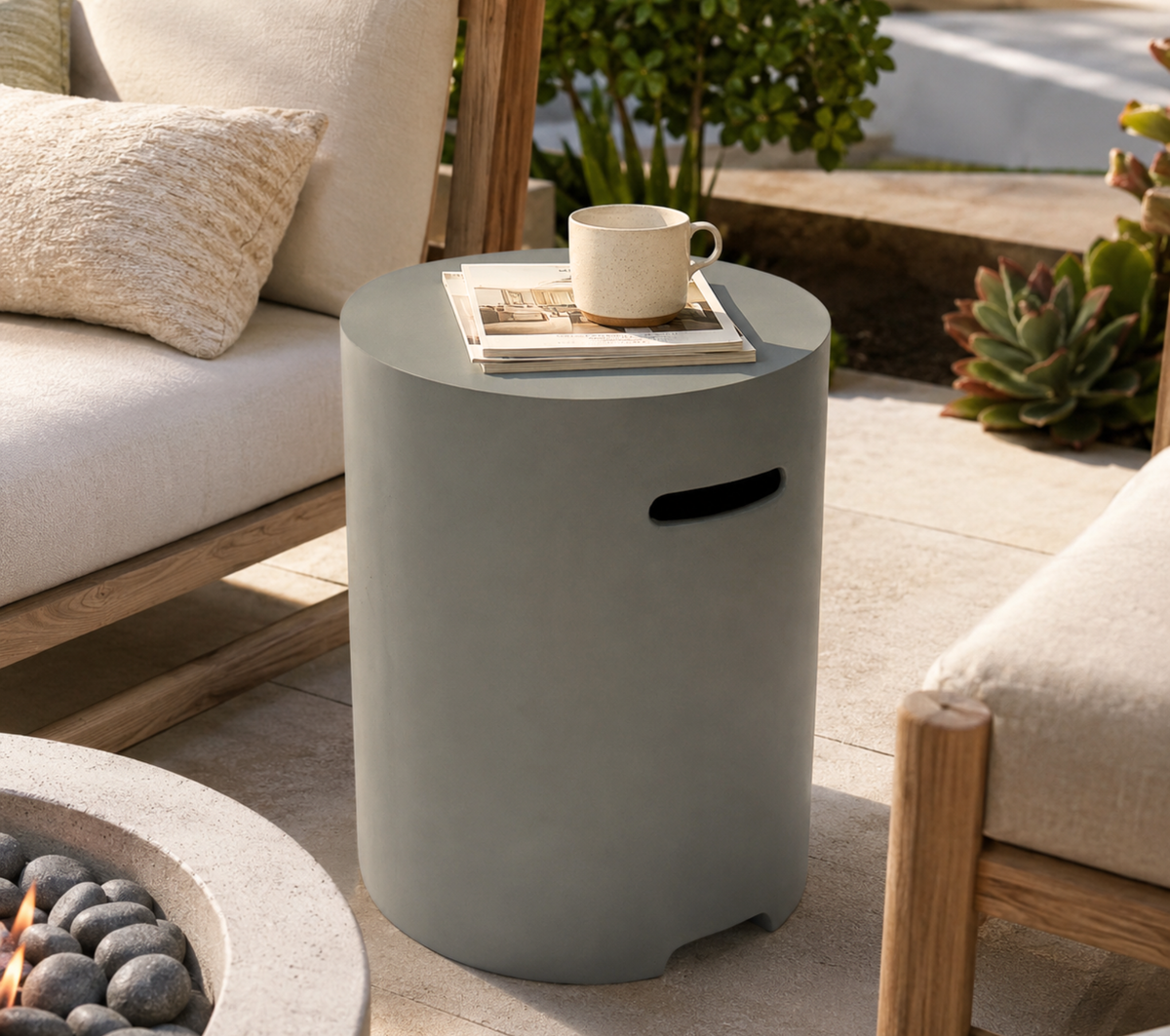 Propane Tank Cover Table - Lightweight Concrete Design