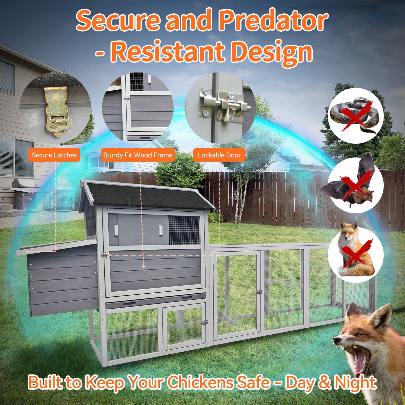 Gray Wooden Chicken Coop