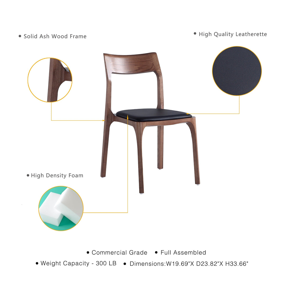 Moderno Wood Vegan Leather Dining Chair