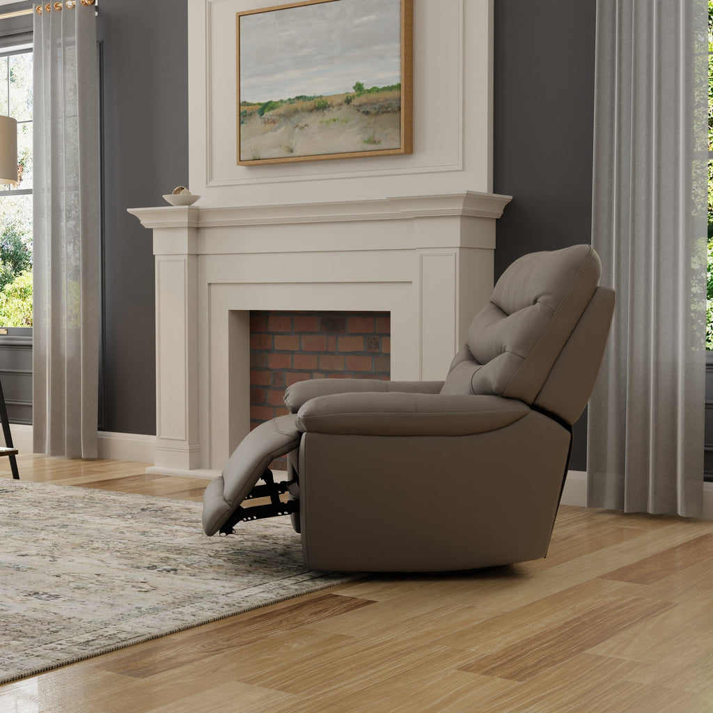 Global Home Swivel Glider Recliner with Manual Footrest In Oslo Sky