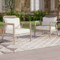 Set of 2 Outdoor Acacia Wood Patio Club Chairs