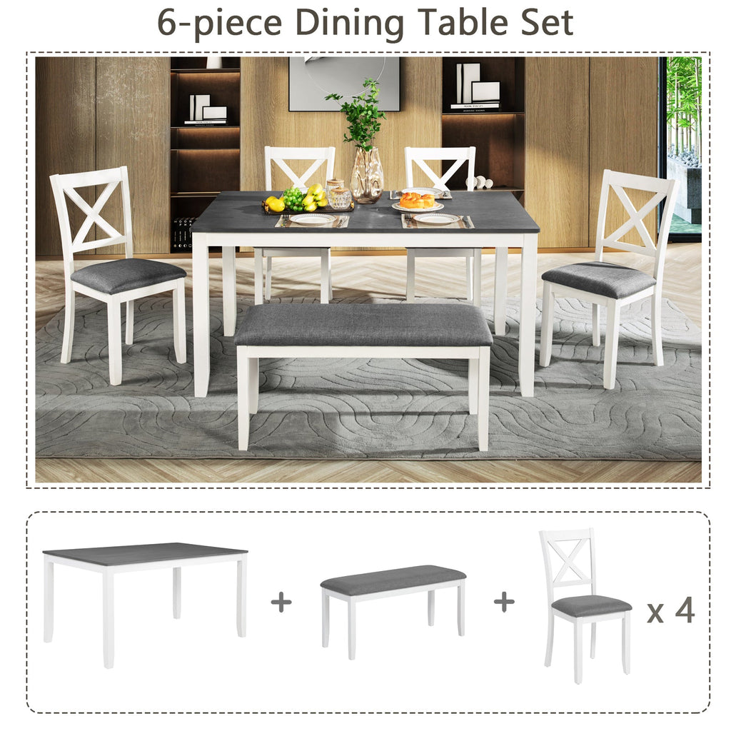 6-Piece Dining Table Set with Bench