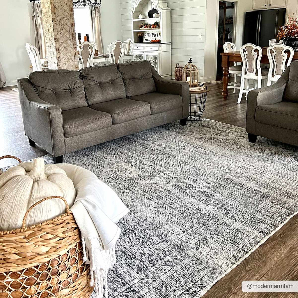 Barny Gray Blue Washable Rug - Clearance