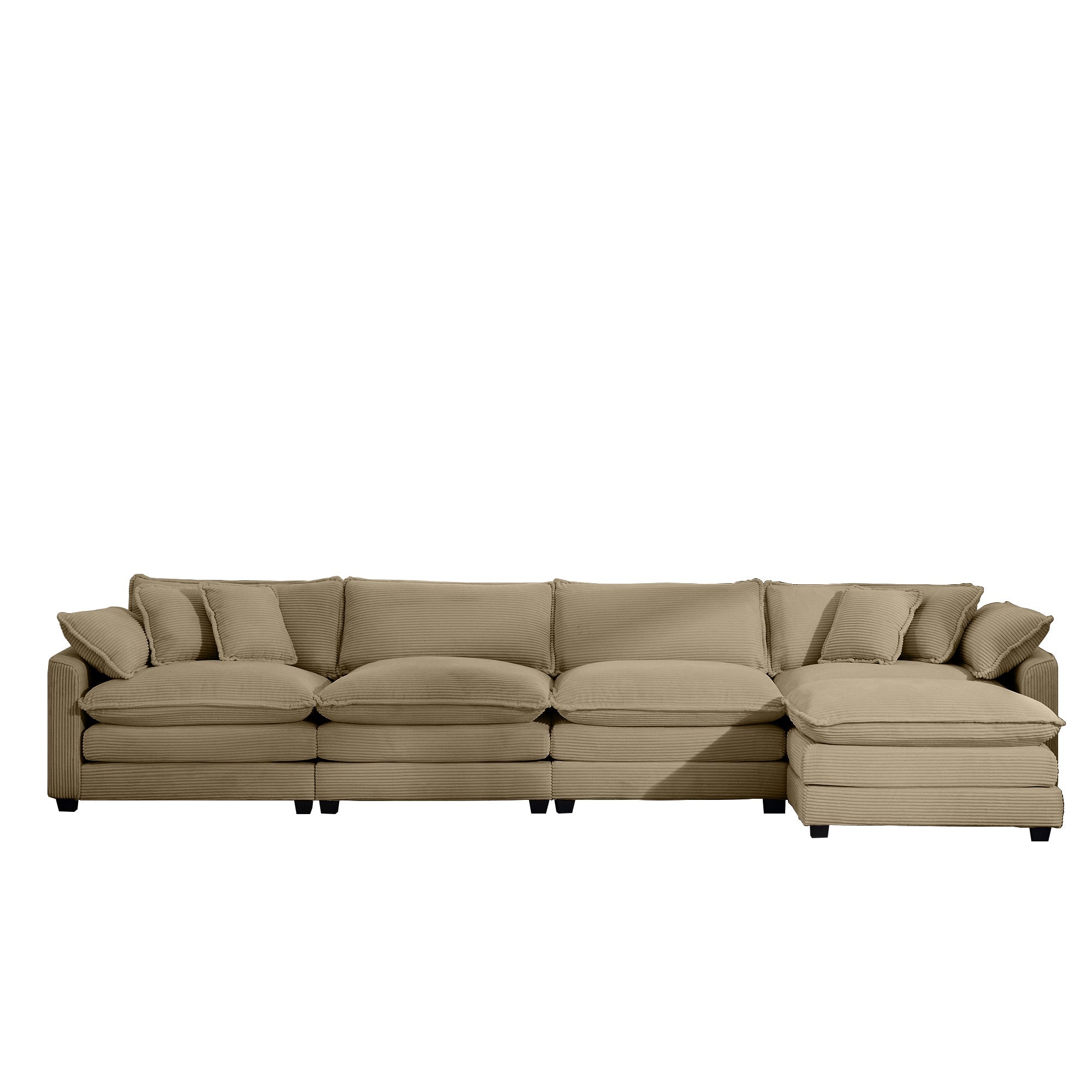 Corduroy Sofa - Modern Upholstered 4 Seater with Footstool
