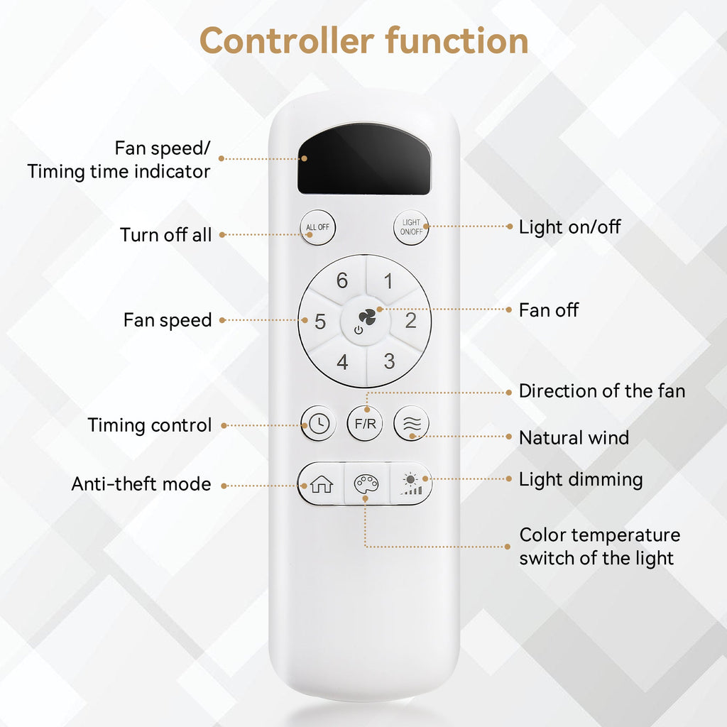 47 Inch Ceiling Fan with 22W LED Light and Remote Control