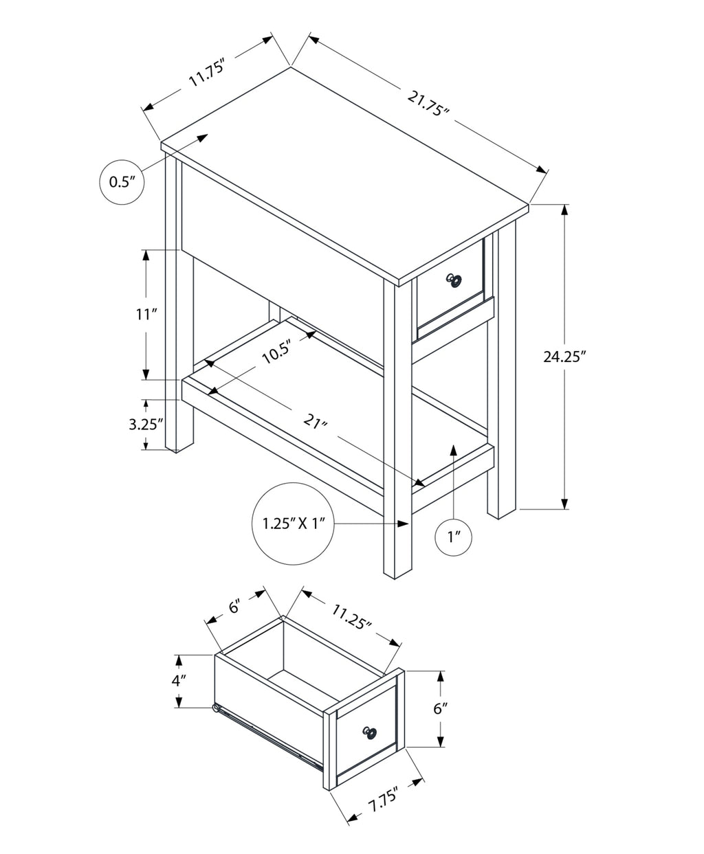 2 Tier Narrow Accent Table