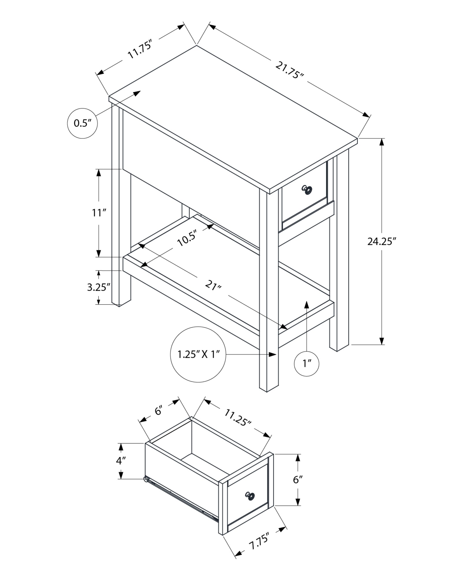2 Tier Narrow Accent Table
