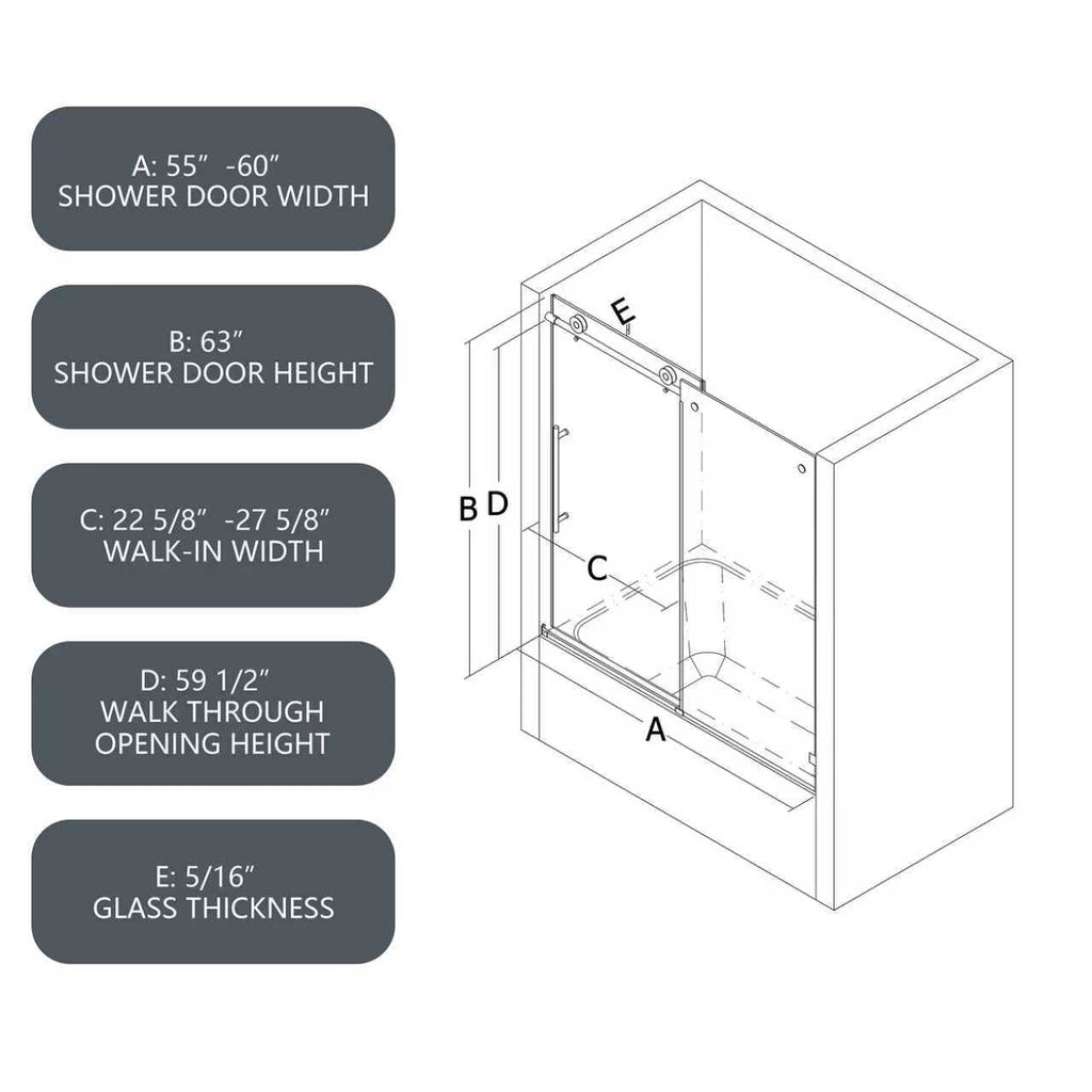 Brushed Nickel Frameless Shower Door