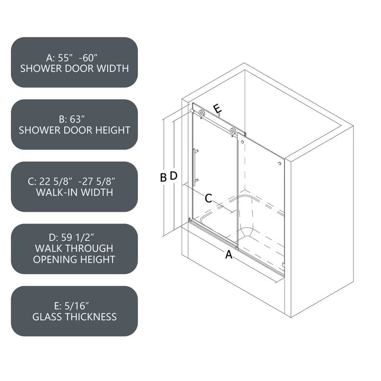 Brushed Nickel Frameless Shower Door
