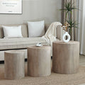 Set of 3 Rounded Wood Coffee Tables