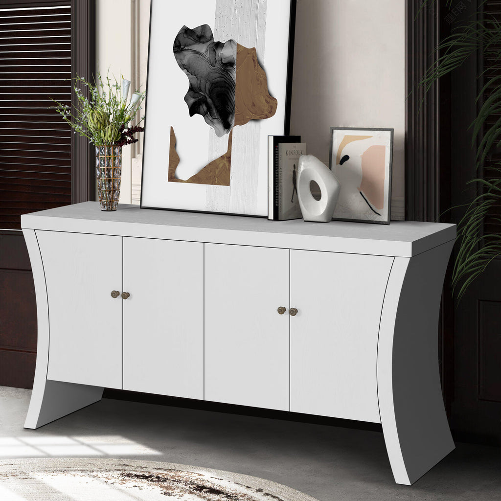 Refined Industrial 4-Door Credenza