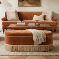 Melinda 48.5" Oval Tufted Bullion Fringe Storage Bench