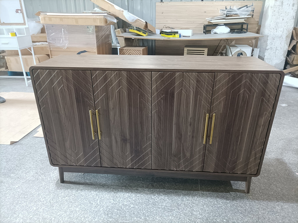 Carved 4-Door Sideboard Buffet Cabinet