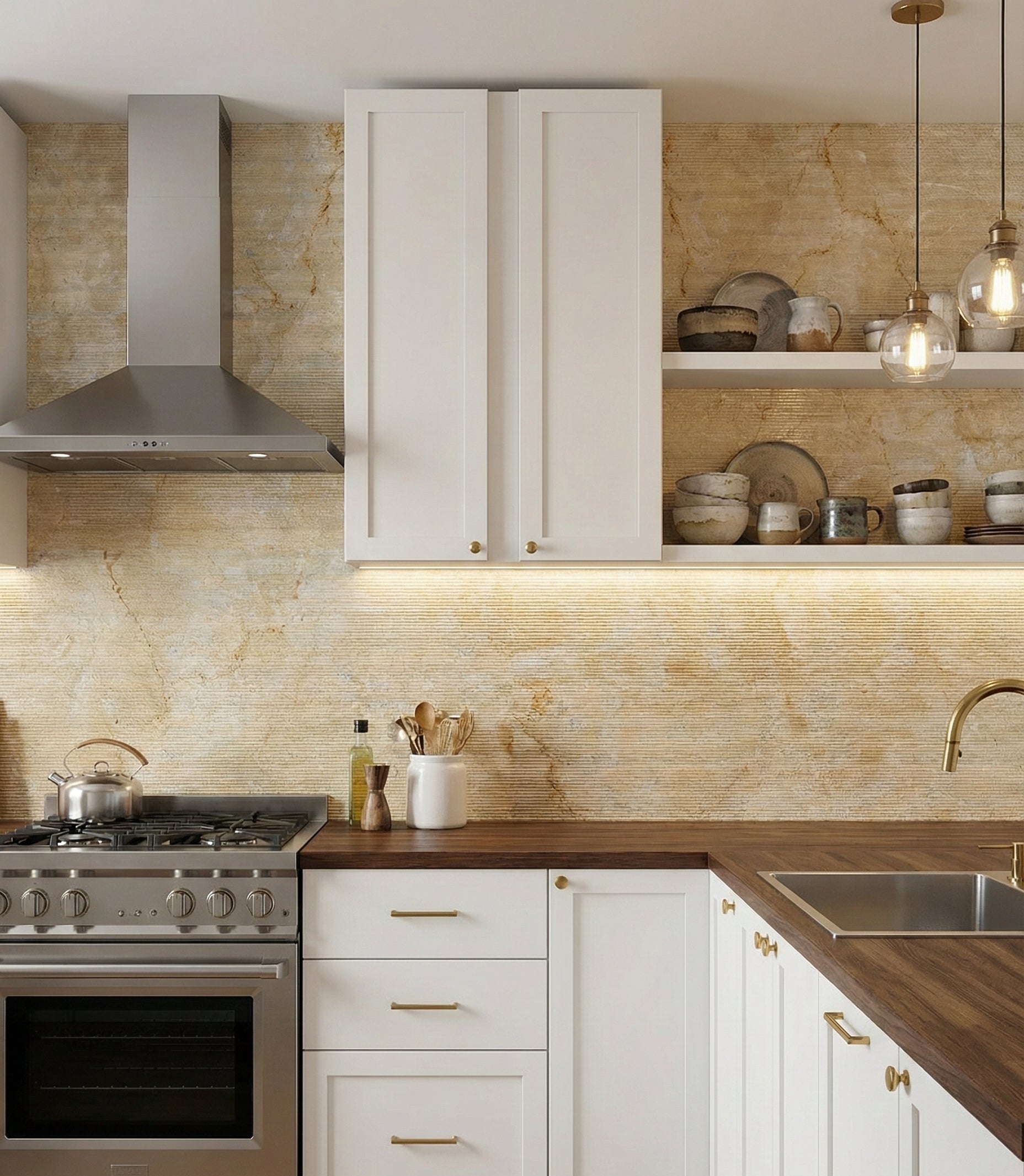 Gold Yellow Beige Natural Marble Wall Tiles
