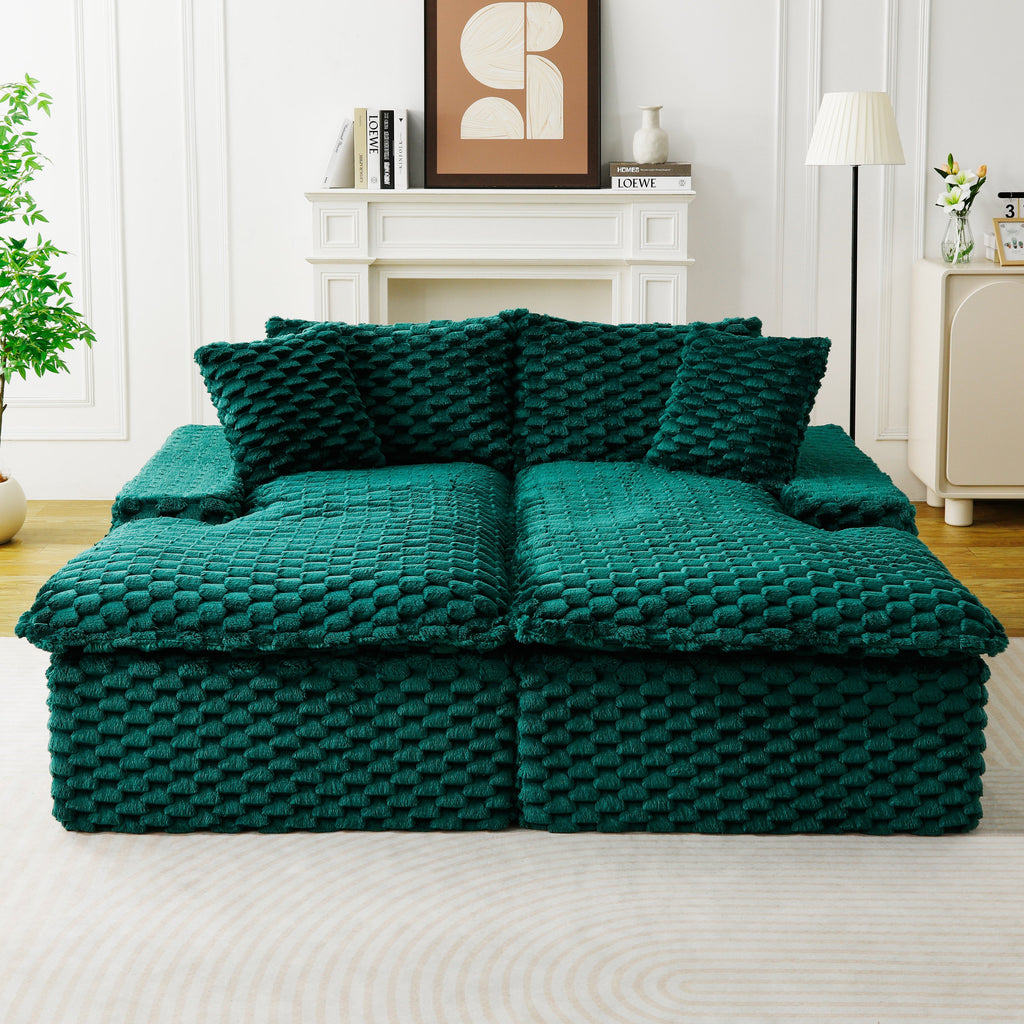 Green Turtle Velvet Double Chaise Lounge