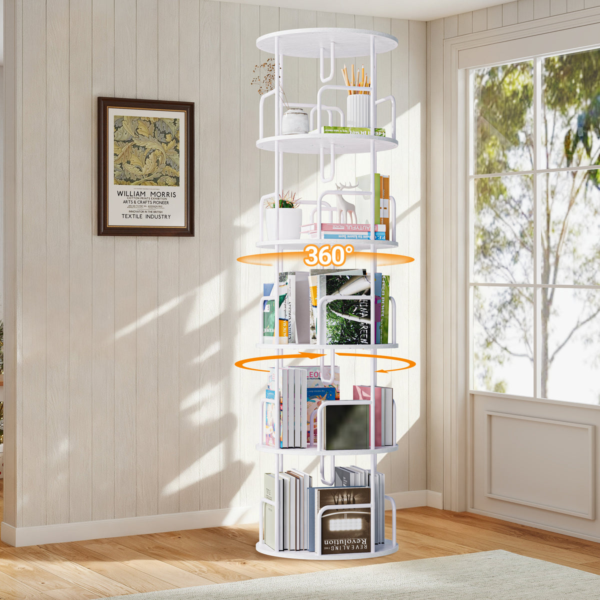 Rotating Bookshelf Tower 5 Tier