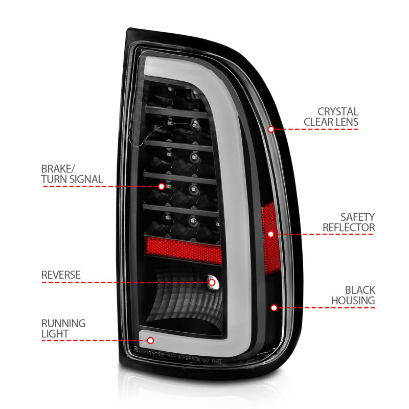 ANZO 00-06 Toyota Tundra LED Taillights w/ Light Bar Black Housing Clear Lens 311411