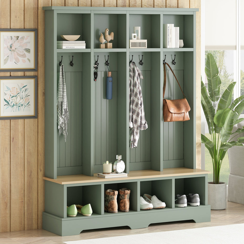 Farmhouse Hall Tree with 8 Hooks