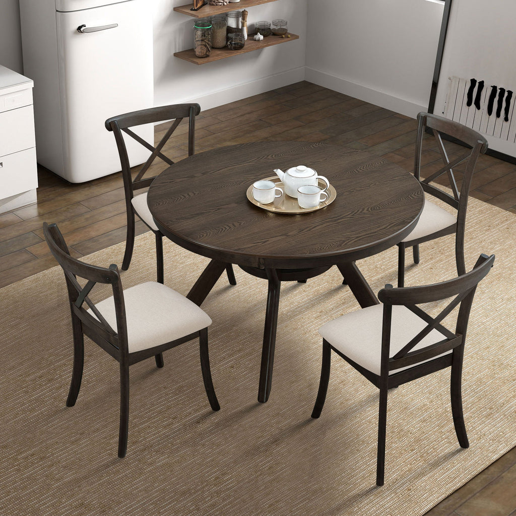 Modern 47.24'' Round Rubber Wood Dining Table