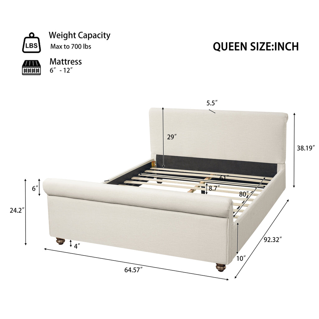 Queen Size Upholstered Bed Frame