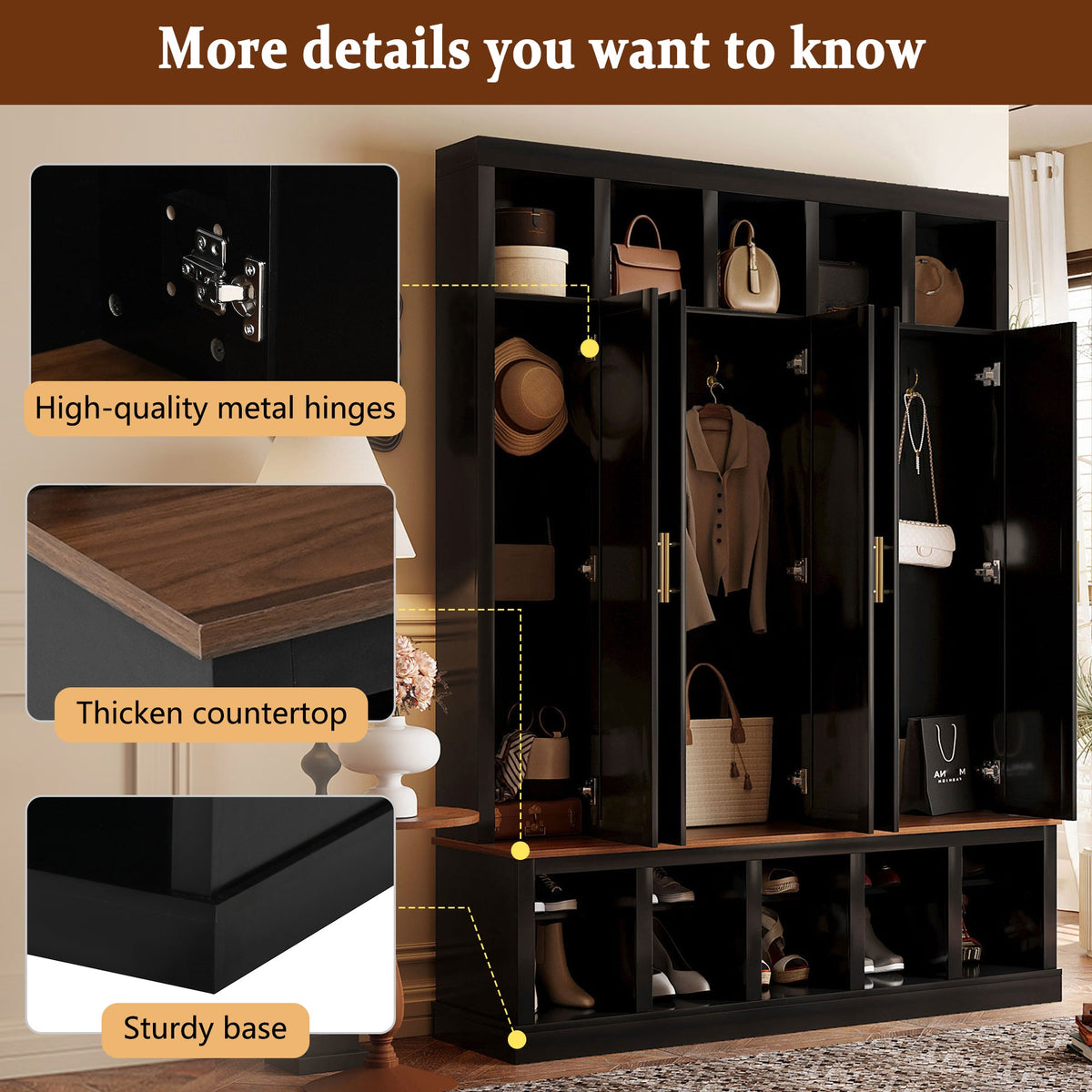 U-Can Farmhouse Entryway Storage Cabinet Coat Closet
