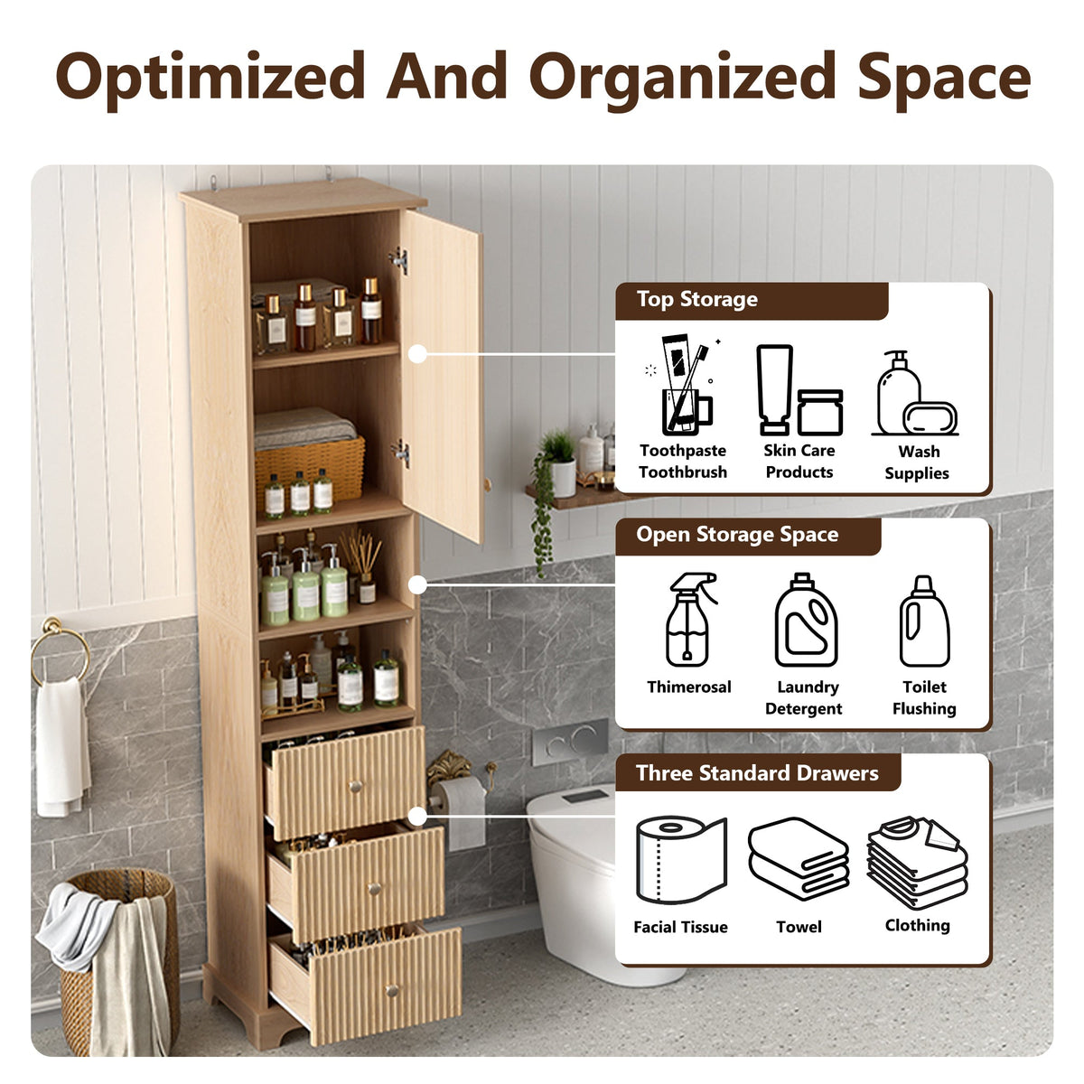 67.7" Tall Freestanding Bathroom Cabinet