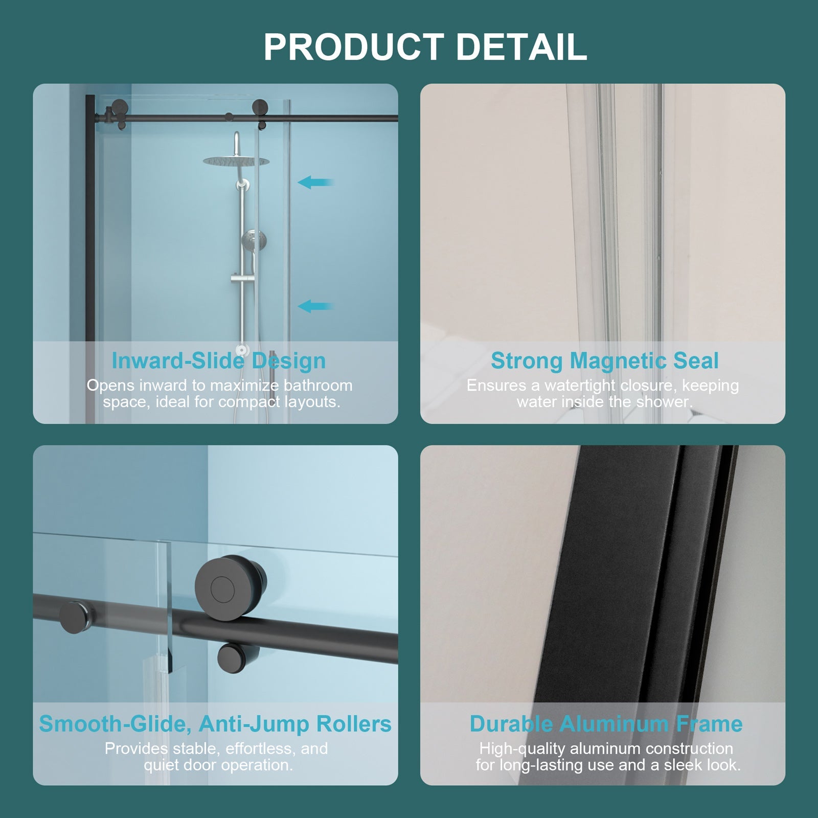 Shower Door 48" W x 76" H Single Sliding Bypass Shower Enclosure