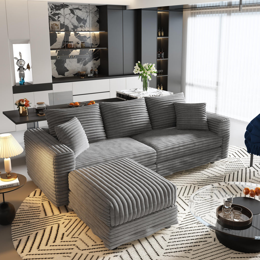 Plush Corduroy 3-Seat Sofa