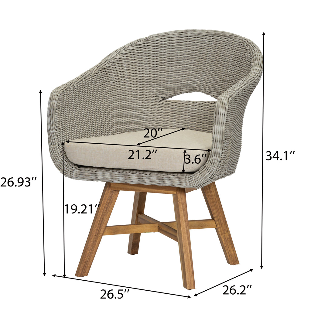 Outdoor Dining Arm Chair with Cushion, Set of 2