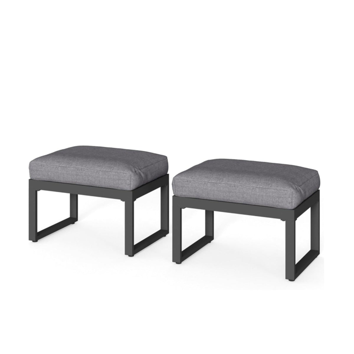 Set of 2 26" All-Weather Aluminum Patio Ottomans Footrests