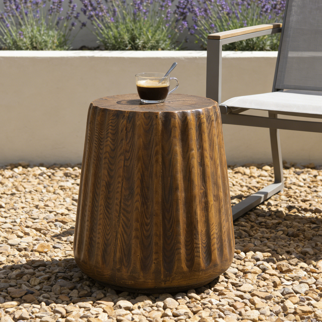 MGO Outdoor Indoor Side Table - Durable Tree Stump Style