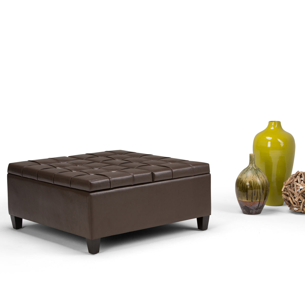 Harrison 36 Inch Wide Coffee Table Storage Ottoman in Chocolate