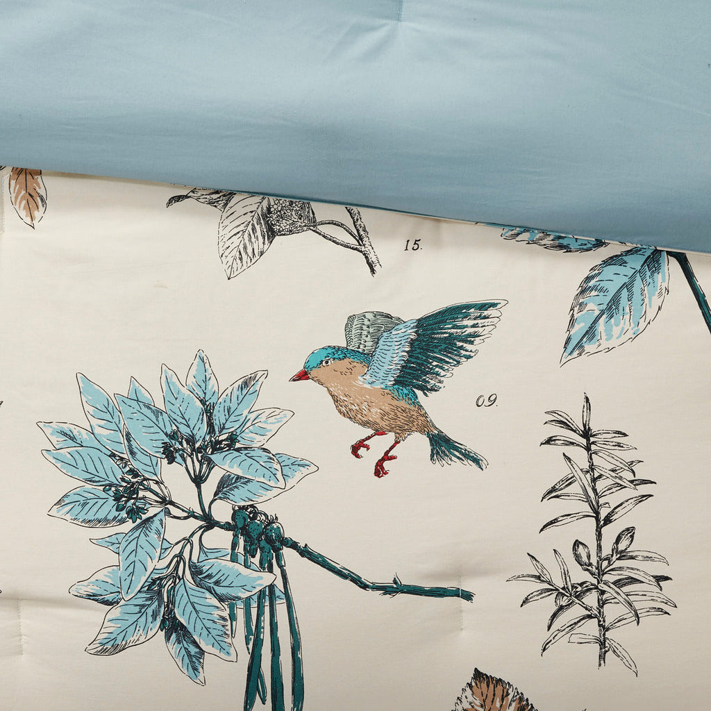 7 Piece Printed Cotton Twill Comforter Set - Khaki King