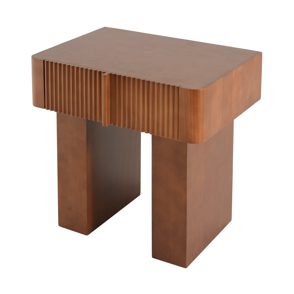Wood End Table with Drawer, Mid-Century Accent Side Table