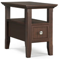 Acadian Solid Wood Narrow Side Table with Drawer in Brunette