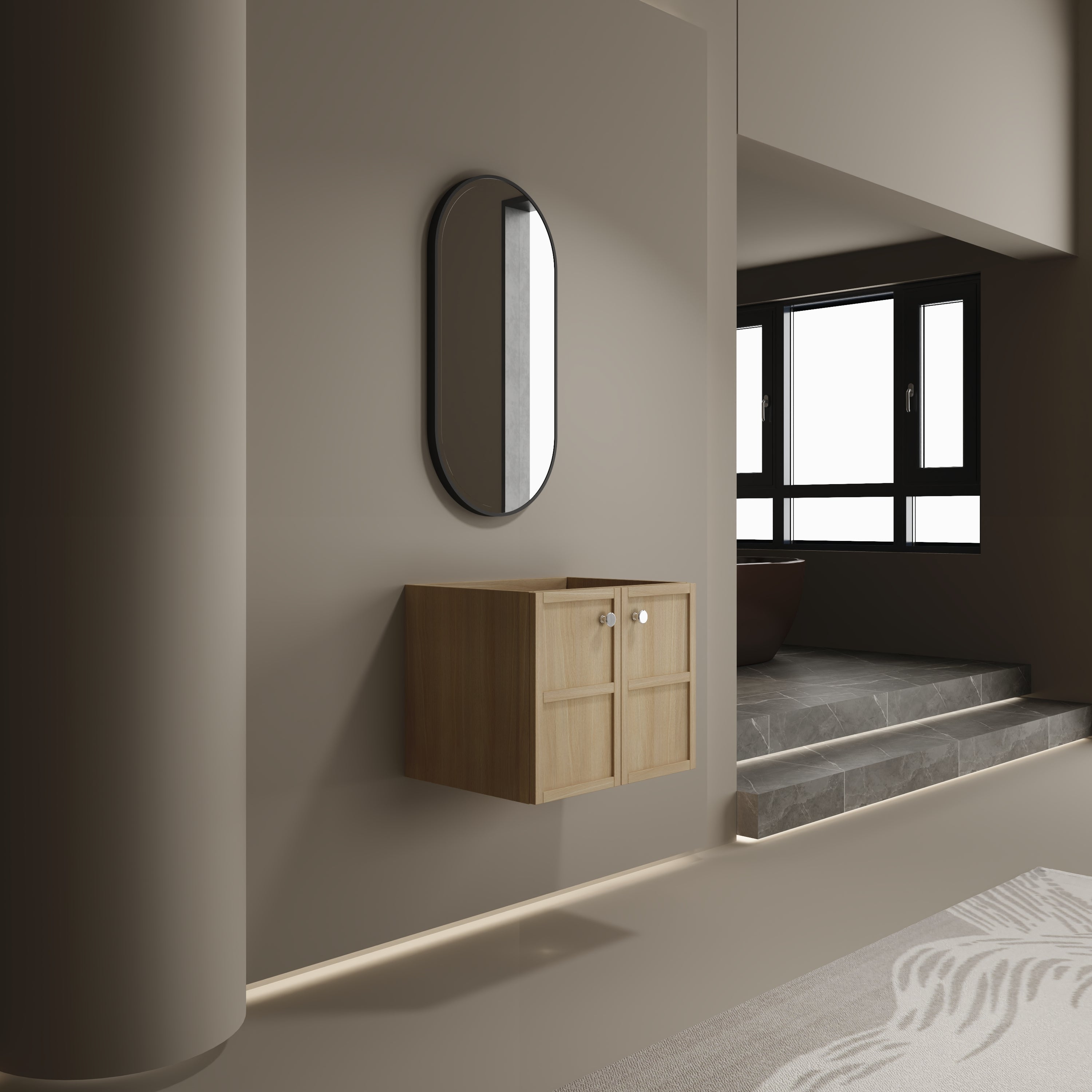 24" Wall-Mounted Bathroom Vanity, 2-Soft Closing Door