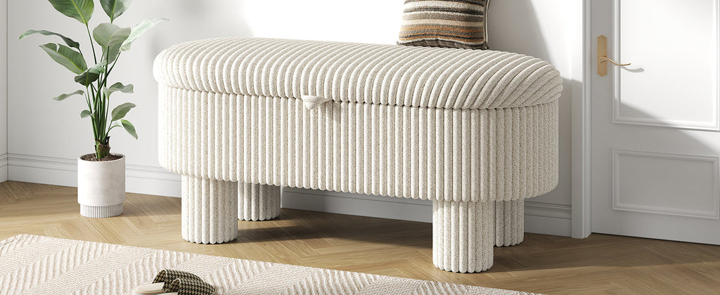 Modern Corduroy Storage Ottoman