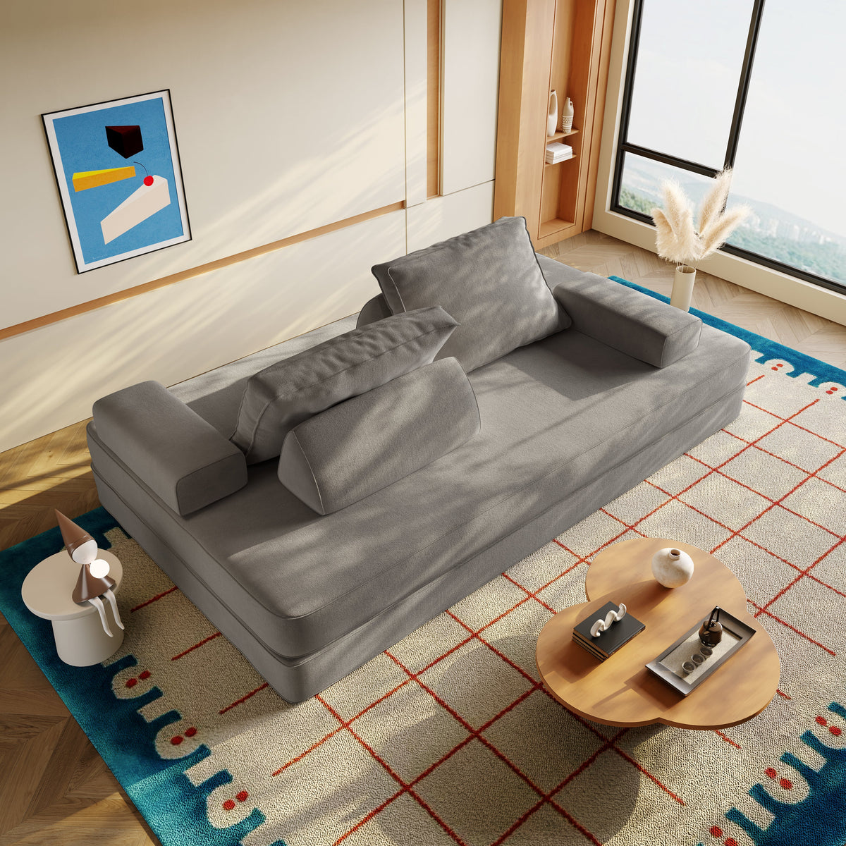86.6" Multifunctional Convertible Sofa Bed