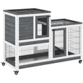 PawHut Wooden Rabbit Hutch Elevated Bunny Cage