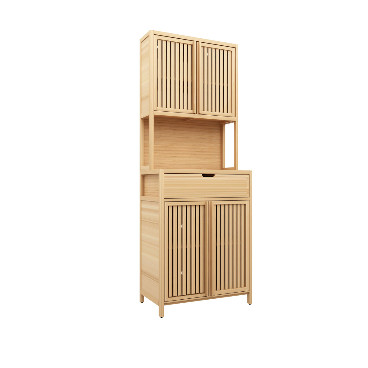 Double-Door Bamboo High-Capacity Storage Cabinet