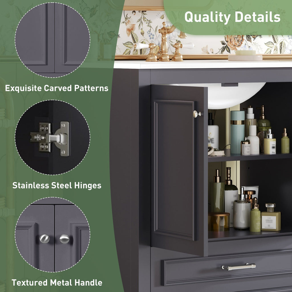 30" Luxurious Bathroom Vanity with Ceramic Sink