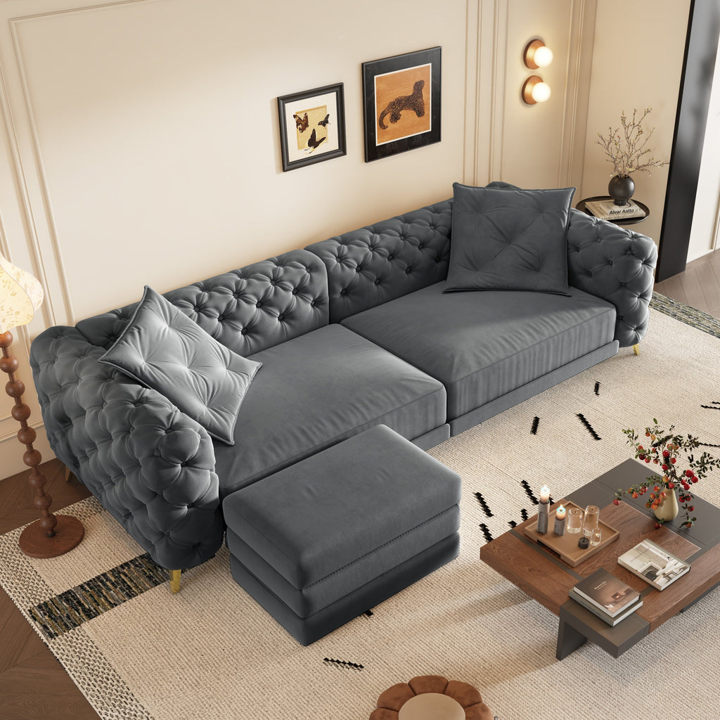 3-in-1 Convertible Sleeper Sofa with Movable Ottoman