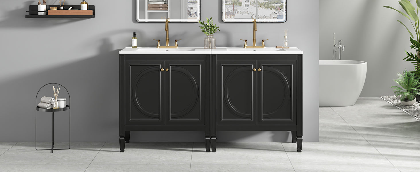 60" Bathroom Vanity with Double Sink Combo Set